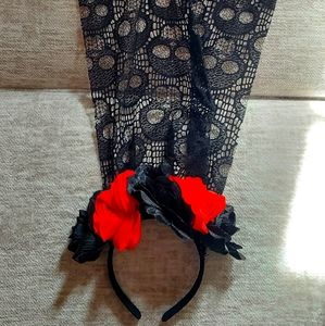 Dia de los Muertos headband veil